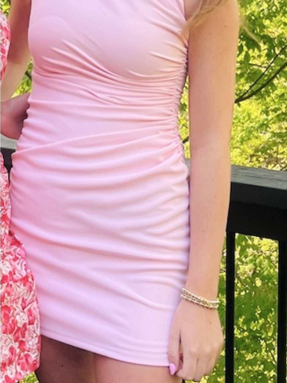 Zara Pastel Pink Ruched Mini Dress
